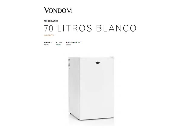 Frigobar Vondom. 70 litros blanca